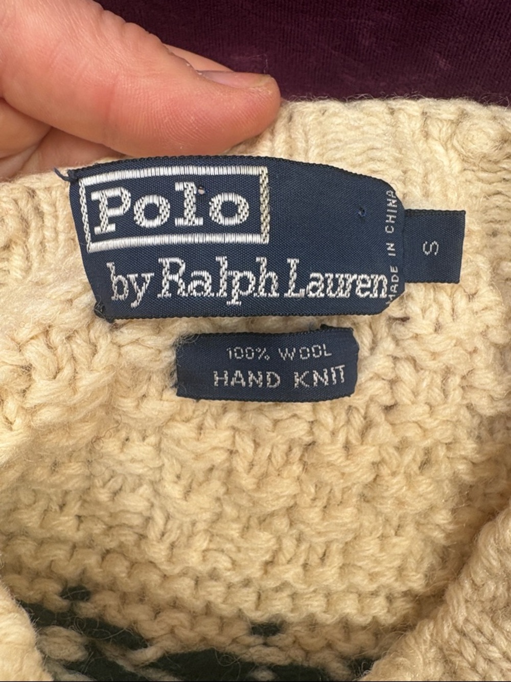 Polo Ralph Lauren Hand Knit Wool Sweater Fair Isle Size S - Picture 9 of 9